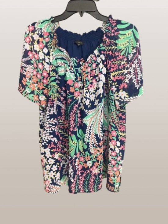 Talbots Tops - Talbots Navy Floral Short Sleeve Top Large